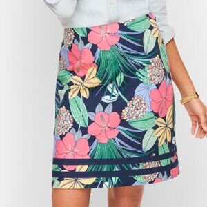 Talbot Cotton Canvas A-Line Skirt Hibiscus Print Size 16